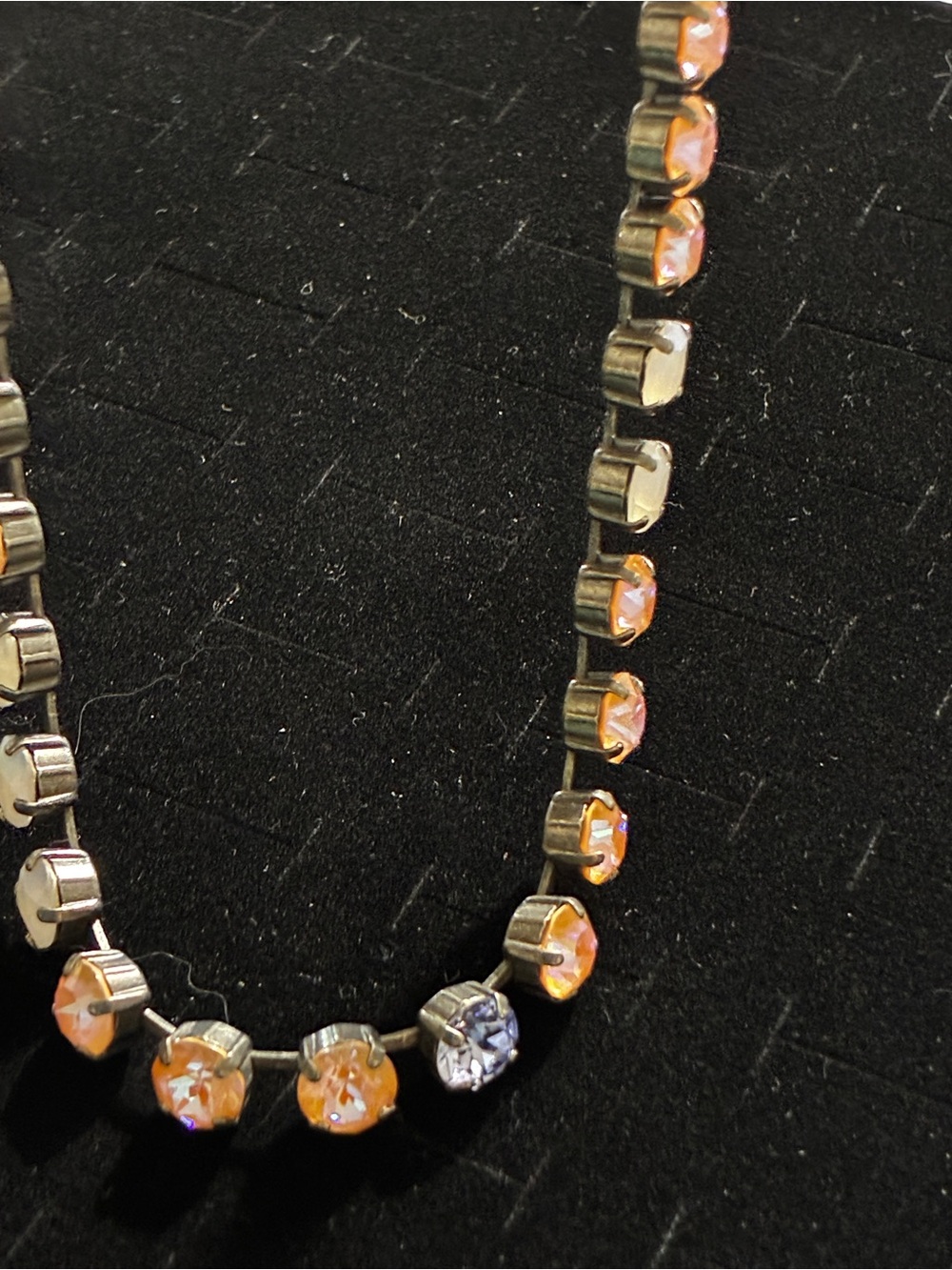 Sabika’s Aurora Orange Crystal Tennis Necklace with Swarovski Crystals. - Picture 4 of 9